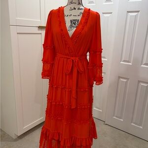 Alexis Vibrant Orange Long Sleeve Dress